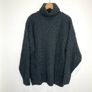 John Partridge England Chunky Turtleneck Sweater Mens Medium Green Wool Alpaca